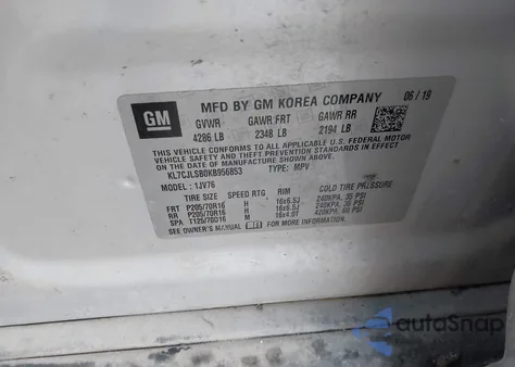 2019 Chevrolet Trax Lt from USA, damaged, VIN KL7CJLSB0KB956853